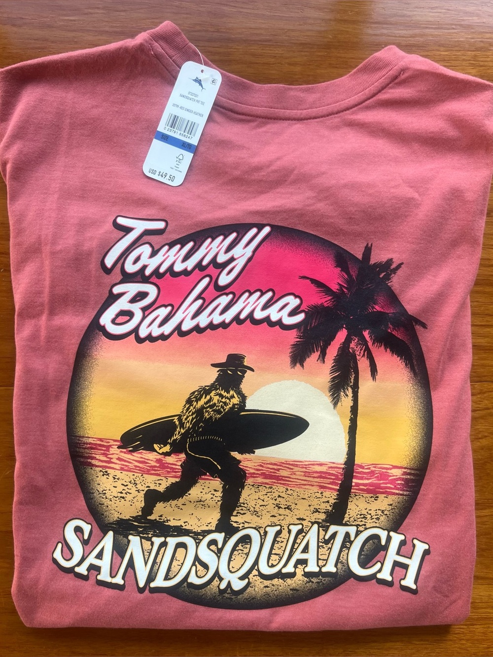 Tommy Bahama Men's Tee Shirt SZ XL 100% Cotton Sandsquatch Red Ginger NWT